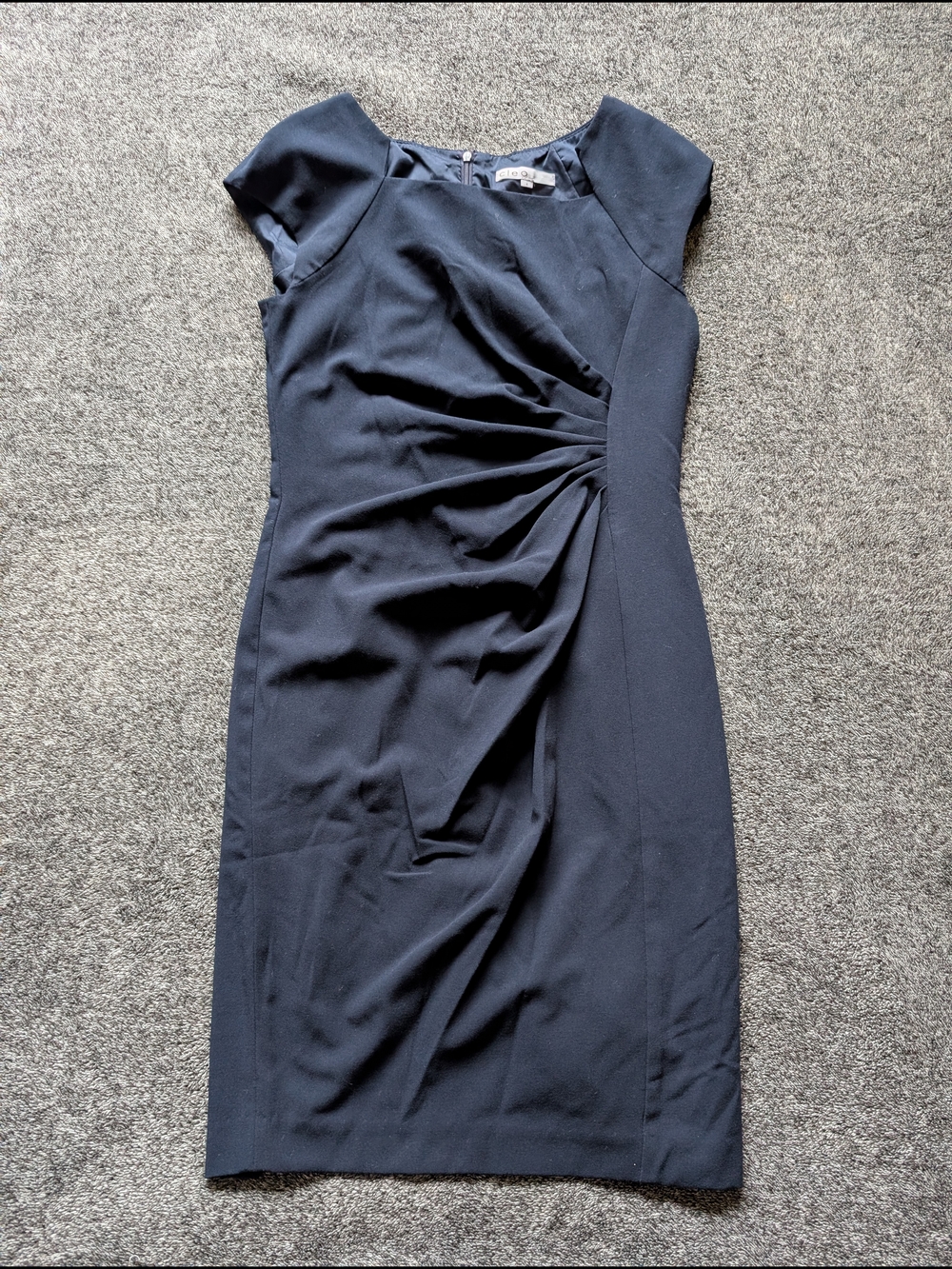 cleo Navy Ruched Sheath Midi Dress